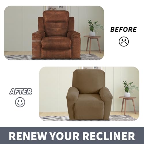 Oversized 3 Piece Slipcovers for Large Recliner Chair Soft Jacquard Dark Gray H41836