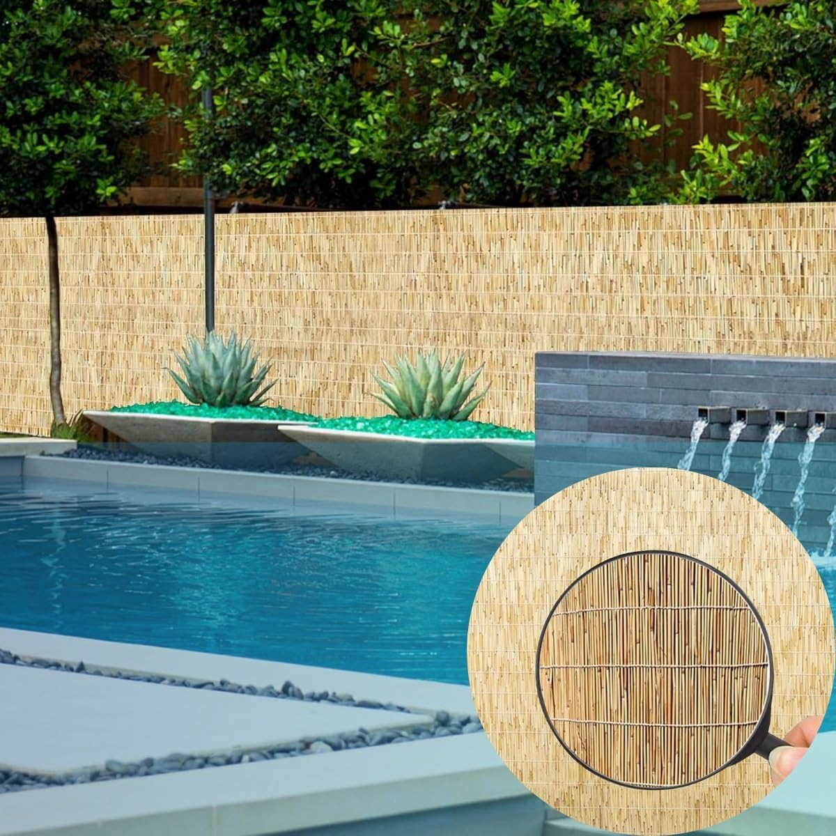 Natural Bamboo Fence 4FTx16.4FT Rolled Border Screen Z34367