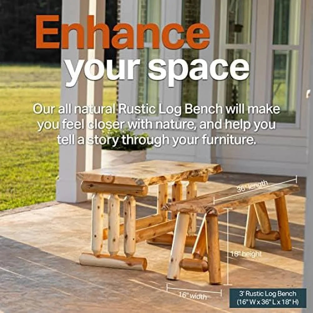 Rustic Pine & Cedar Wood Bench W9846