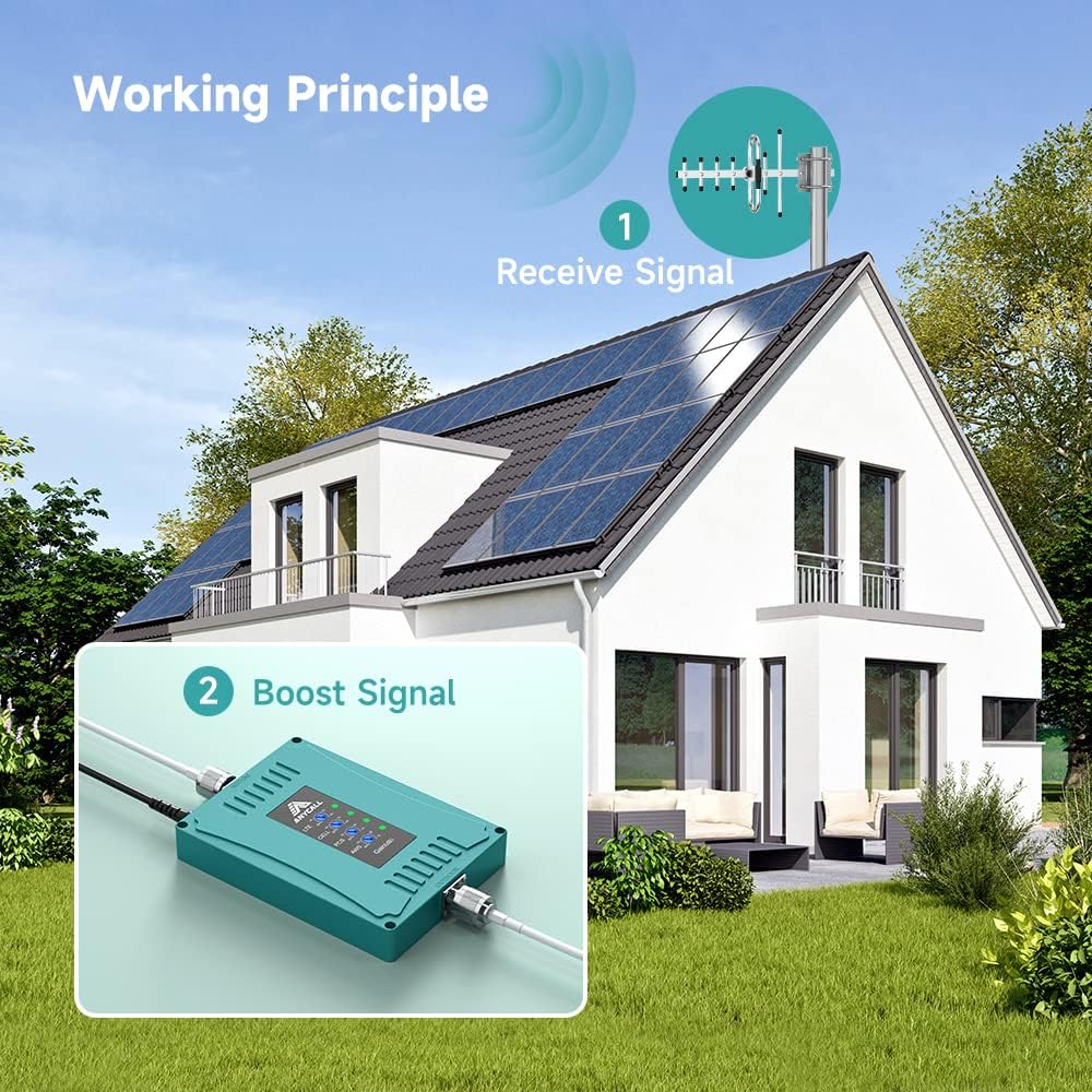 Cell Phone Signal Booster Metal Body Band 2 4 5 12 13 17 Boosts Voice Data 4G LTE 5G up to 4,500 sq ft F4902
