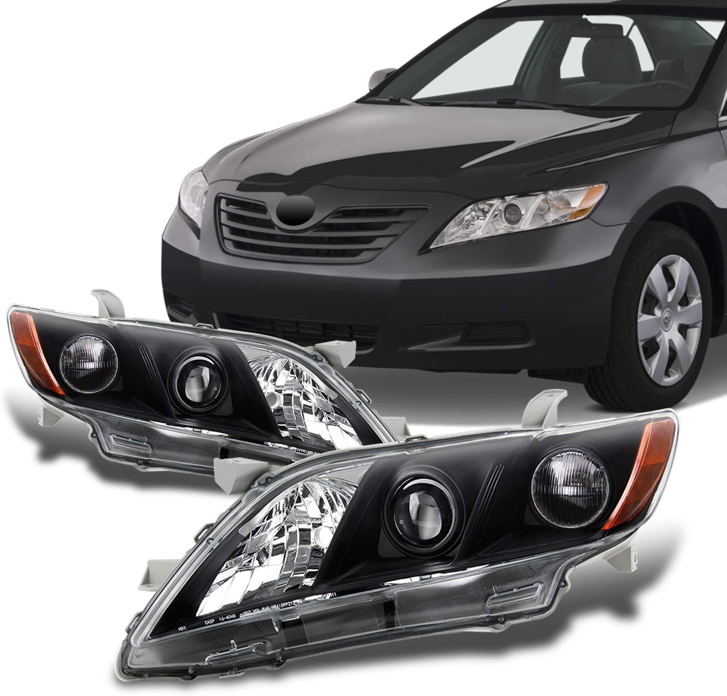 Projector Headlights Black Headlamps Pair D303501