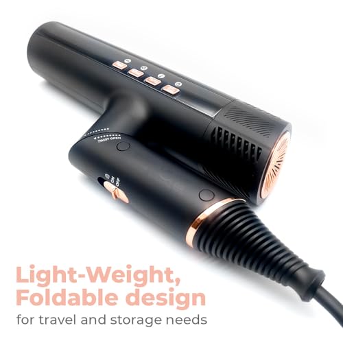 Lightweight Foldable Hair Dryer with 3 Magnetic Attachments J371913
