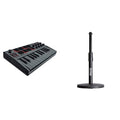 25 Key USB MIDI Keyboard Controller with 8 Backlit Drum Pads, Grey & Adjustable Desktop Microphone Stand, Black Z952911