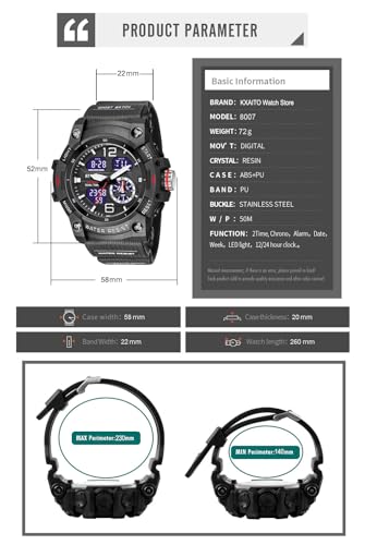 Men's Analog Sports Watch with LED Stopwatch and Dual Display R891