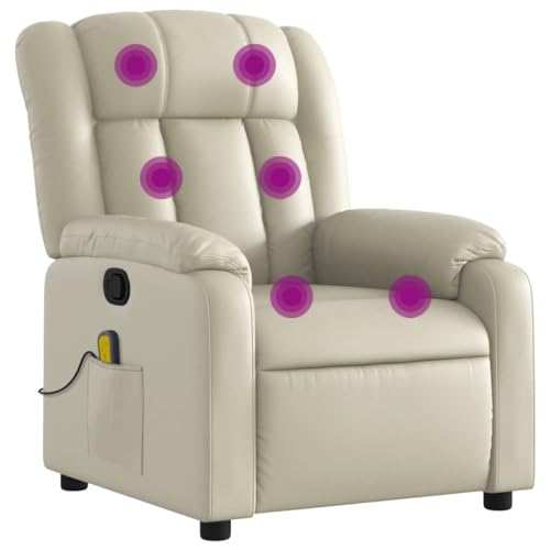 Cream Faux Leather Massage Recliner Chair R8631