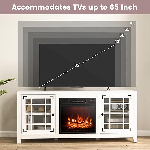 58 Inch TV Console with Electric Fireplace Insert H137