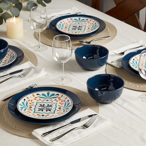 12-Piece Ceramic Dinnerware Set, Service for 4, Blue A87511