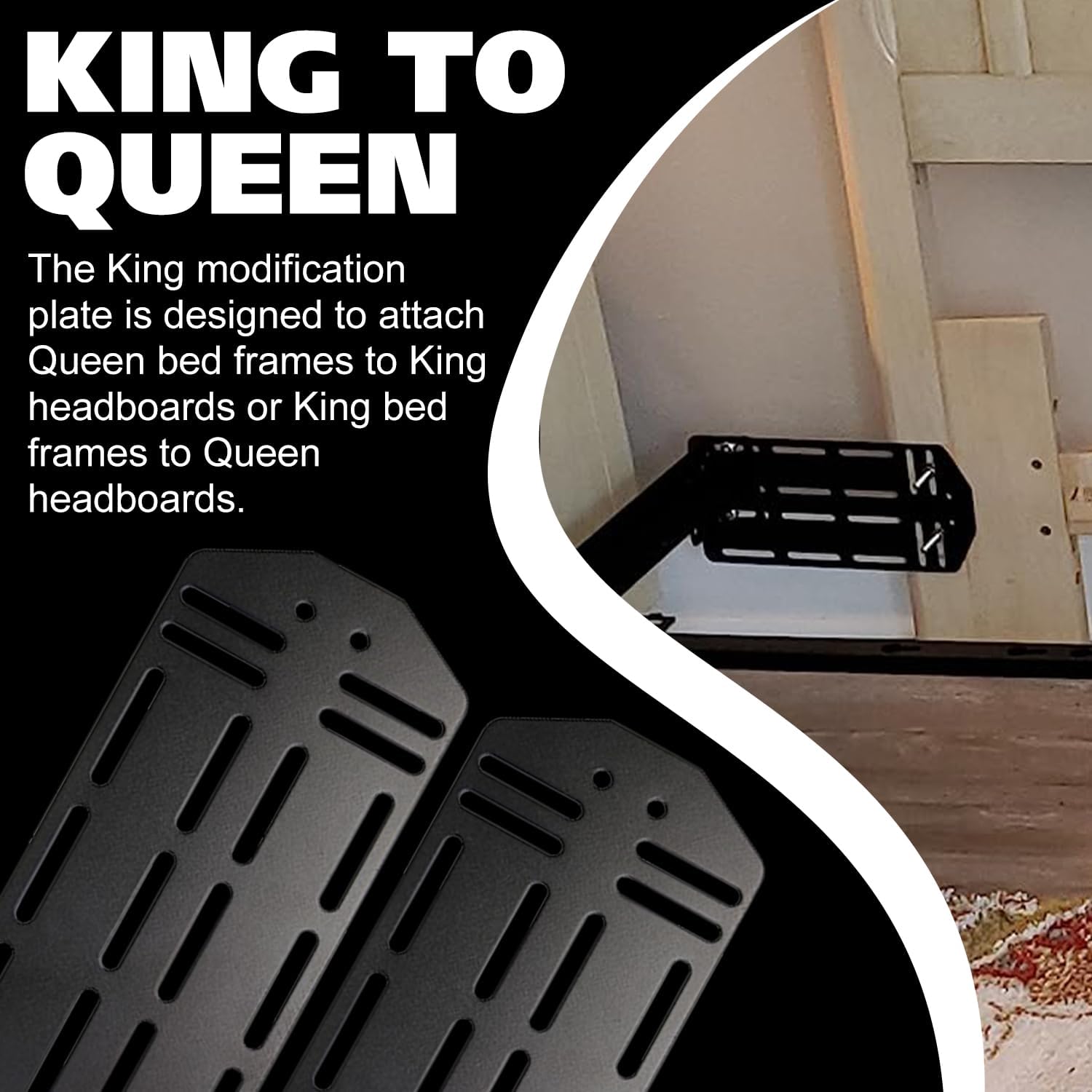 Set of 2 Bed Frame Brackets Adapter for Headboard V406130