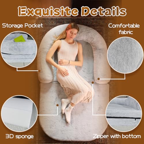 Foldable Human Dog Bed with Soft Blanket Pillow Z437647