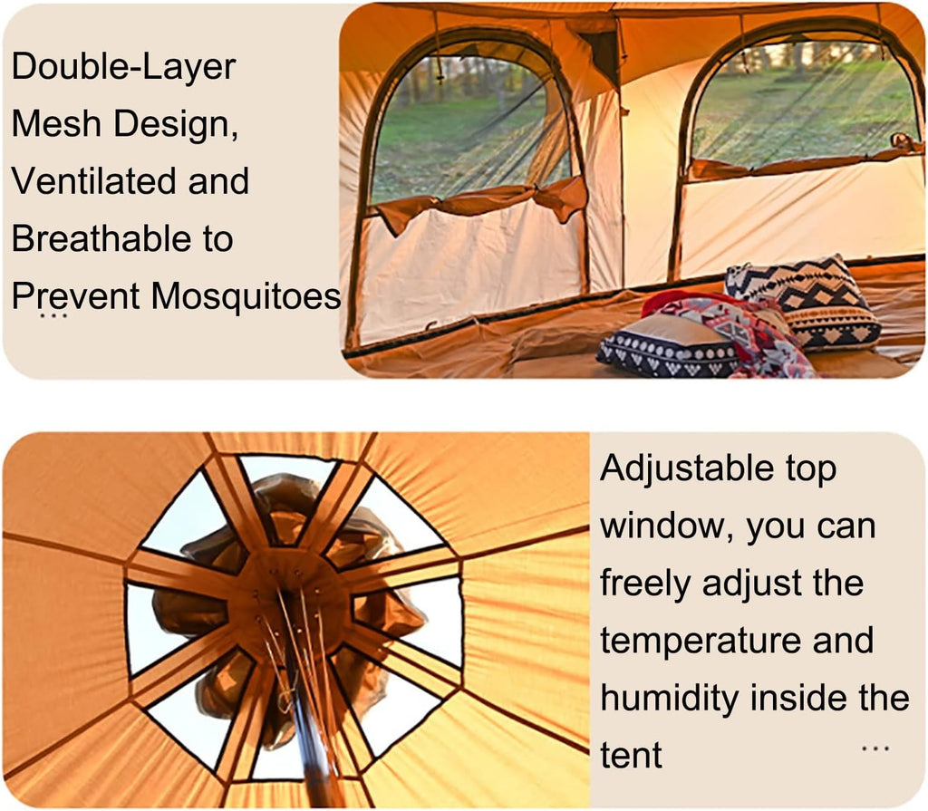 Beige 4 Season Cotton Canvas Bell Tent 8-10 Person G3772