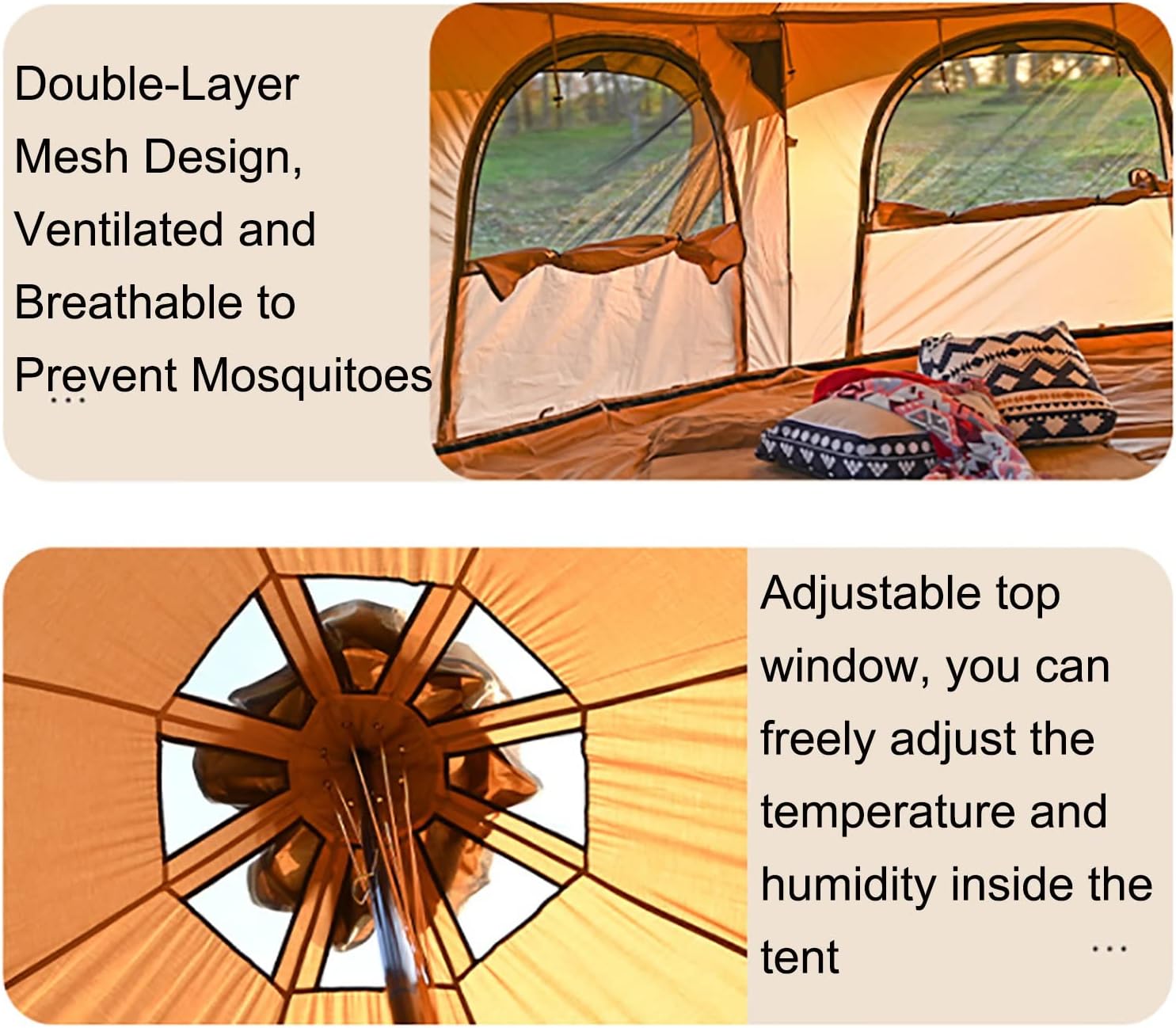 Beige 4 Season Cotton Canvas Bell Tent 8-10 Person G3772