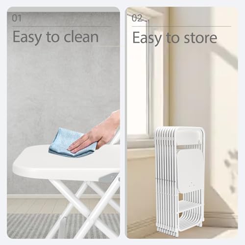 White Plastic Folding Chair with Steel Frame H11483
