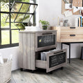Vintage Grey Oak 2-Drawer File Cabinet MDF Paperboard Mobile G60895