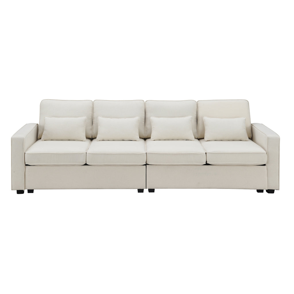 4-Seater Linen Fabric Sofa with 4 Pillows A5819