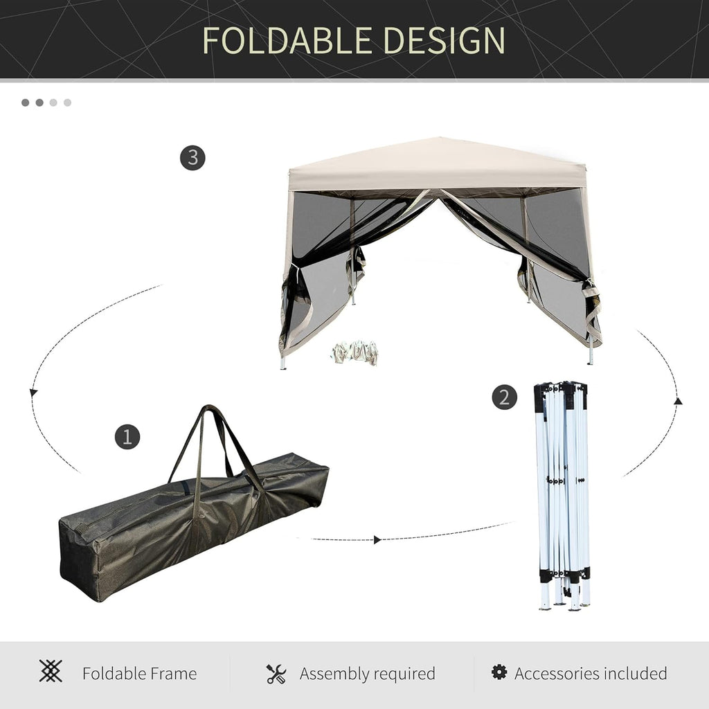 10' x 10' Pop Up Canopy Tent with Netting, Height Adjustable, with Carry Bag K5983