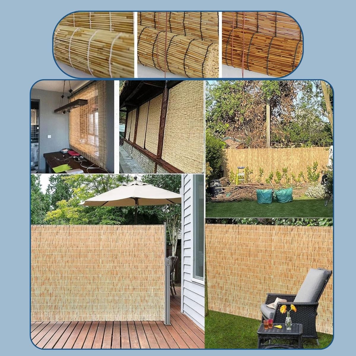 Natural Bamboo Fence 4FTx16.4FT Rolled Border Screen Z34367