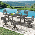 5Pcs Outdoor Patio Dining Set with Umbrella Hole, Aluminum Frame, Brown M209