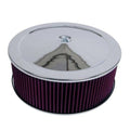 Single 2, 3, 4-Barrel 5 1/8 inch Diameter Chromed Steel Round Air Cleaner with Reusable Filter C5916