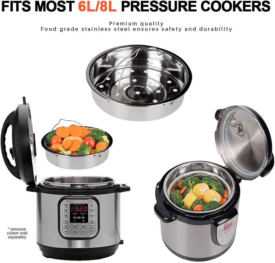 Stainless Steel 6-quart Electric Pressure Cooker Steam Rack Steamer Basket Insert Set L73054