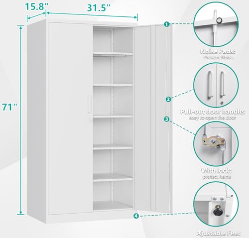 Metal Storage Cabinet with 2 Adjustable Shelves 36" H P5599