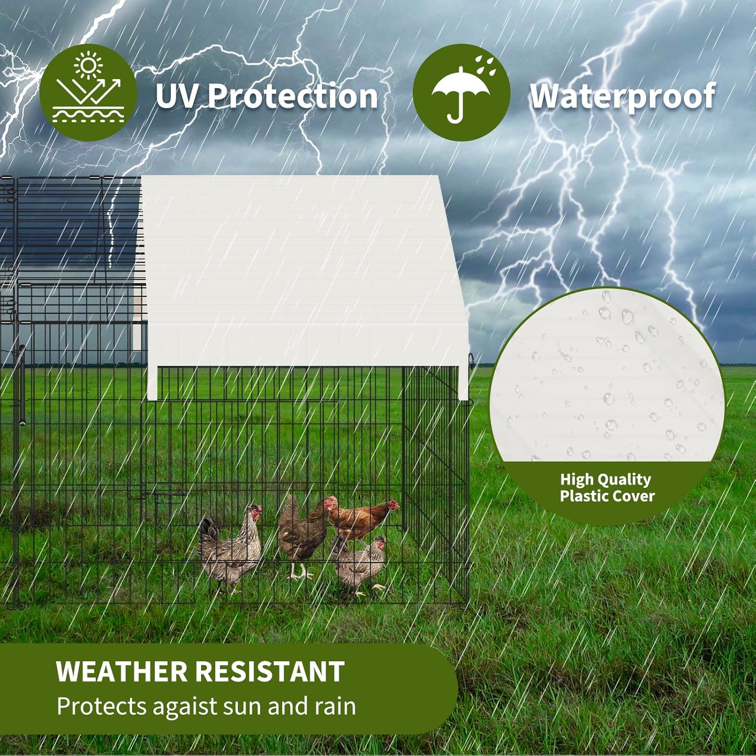 87" x 41" Metal Chicken Coop with Cover N1488