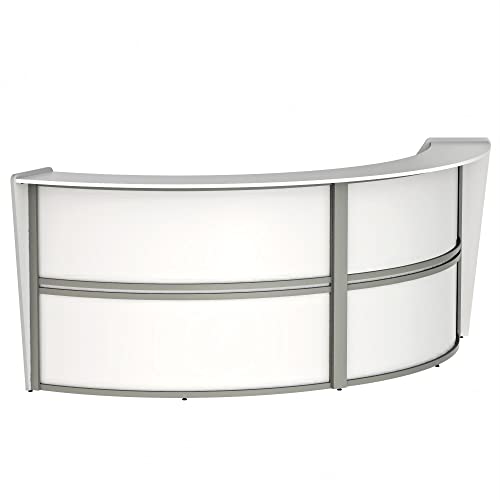Curved Modern Office Desk, 124" x 49", Mocha N283855