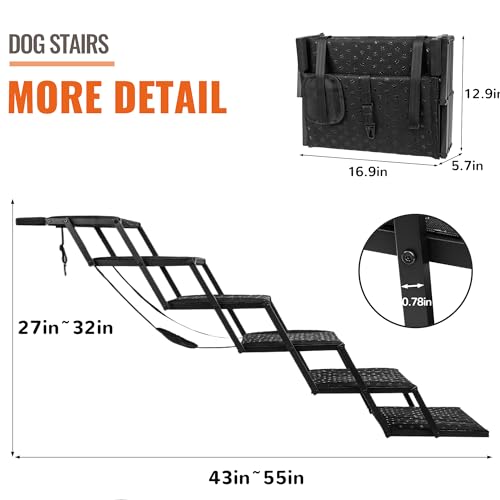 Foldable Dog Stairs with Non Slip Surface, 6 Steps V1528
