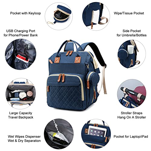 Grey Waterproof 3 in 1 Baby Diaper Backpack with Foldable Changing Pad Y186