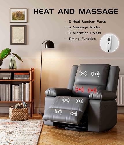 Power Lift Recliner Chair with Heat and Massage, Faux PU Electric Lift Recliner M280
