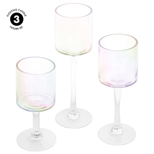 Tall Candle Holder Set Of 3 Clear Glass P656