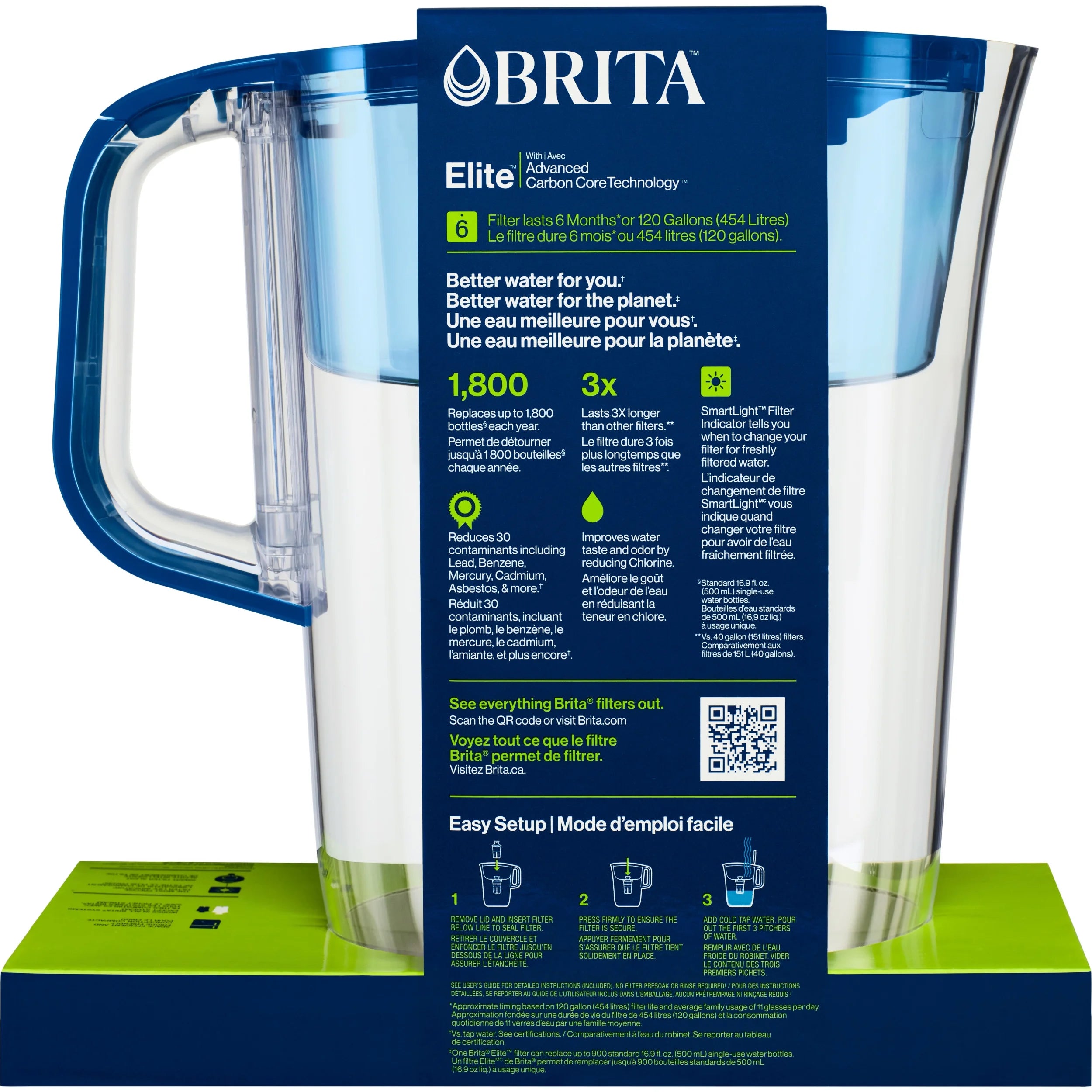 Large 10 Cup Blue Water Filter Pitcher R130