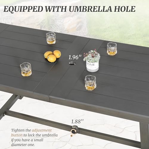 5Pcs Outdoor Patio Dining Set with Umbrella Hole, Aluminum Frame, Brown M209