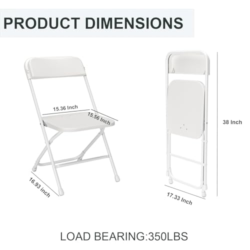 White Plastic Folding Chair with Steel Frame H11483