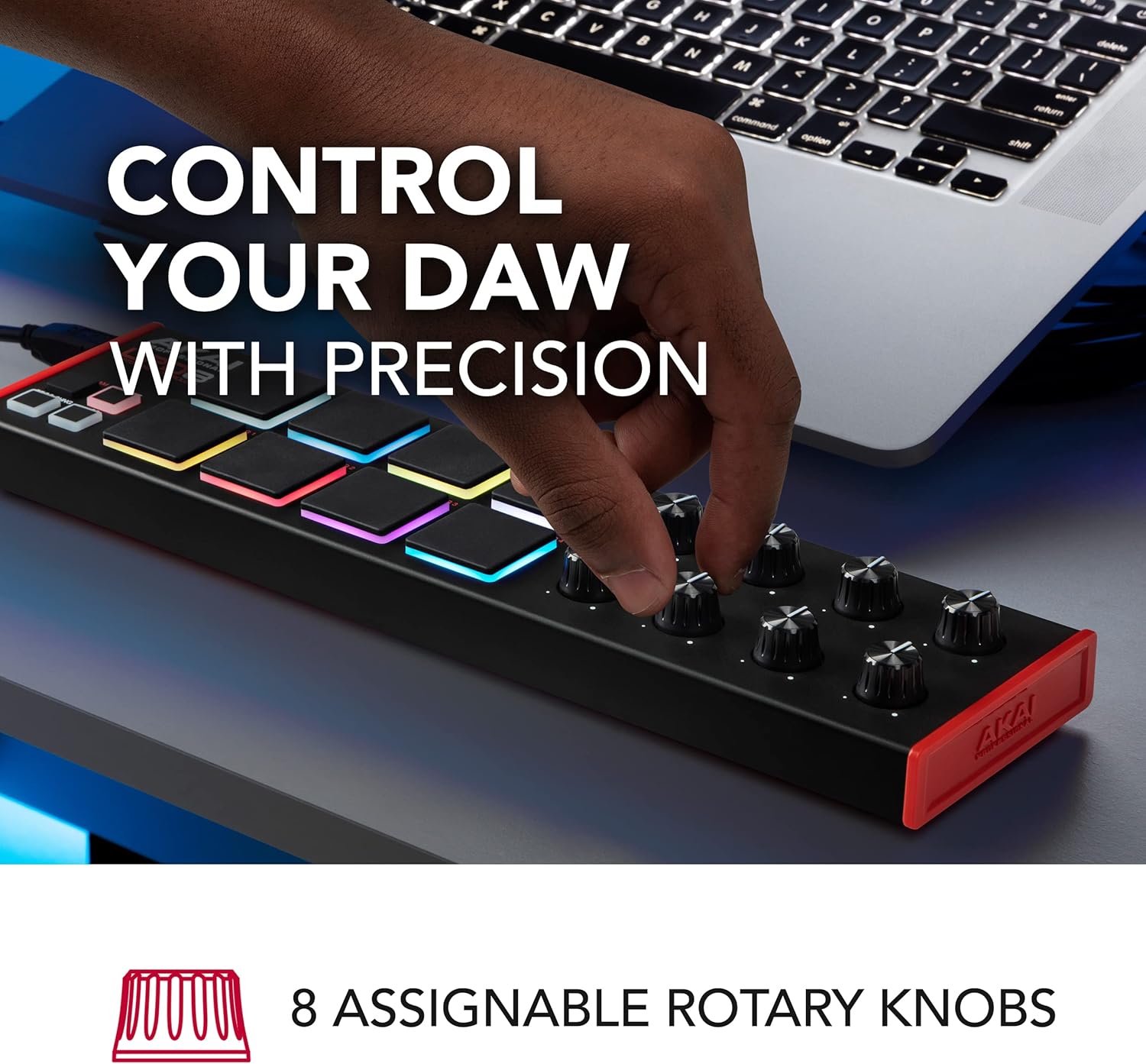 USB MIDI Keyboard and USB MIDI Controller with 25 Synth Keys and 8 RGB MPC Drum Pads V524707