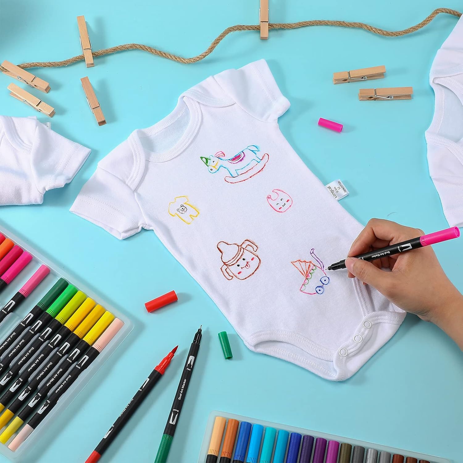 24 Pcs Unisex Baby Bodysuit Cotton Short Sleeve Bodysuits A387
