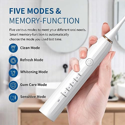 Rechargeable Electric Toothbrush with 4 Heads 5 Modes Black U220