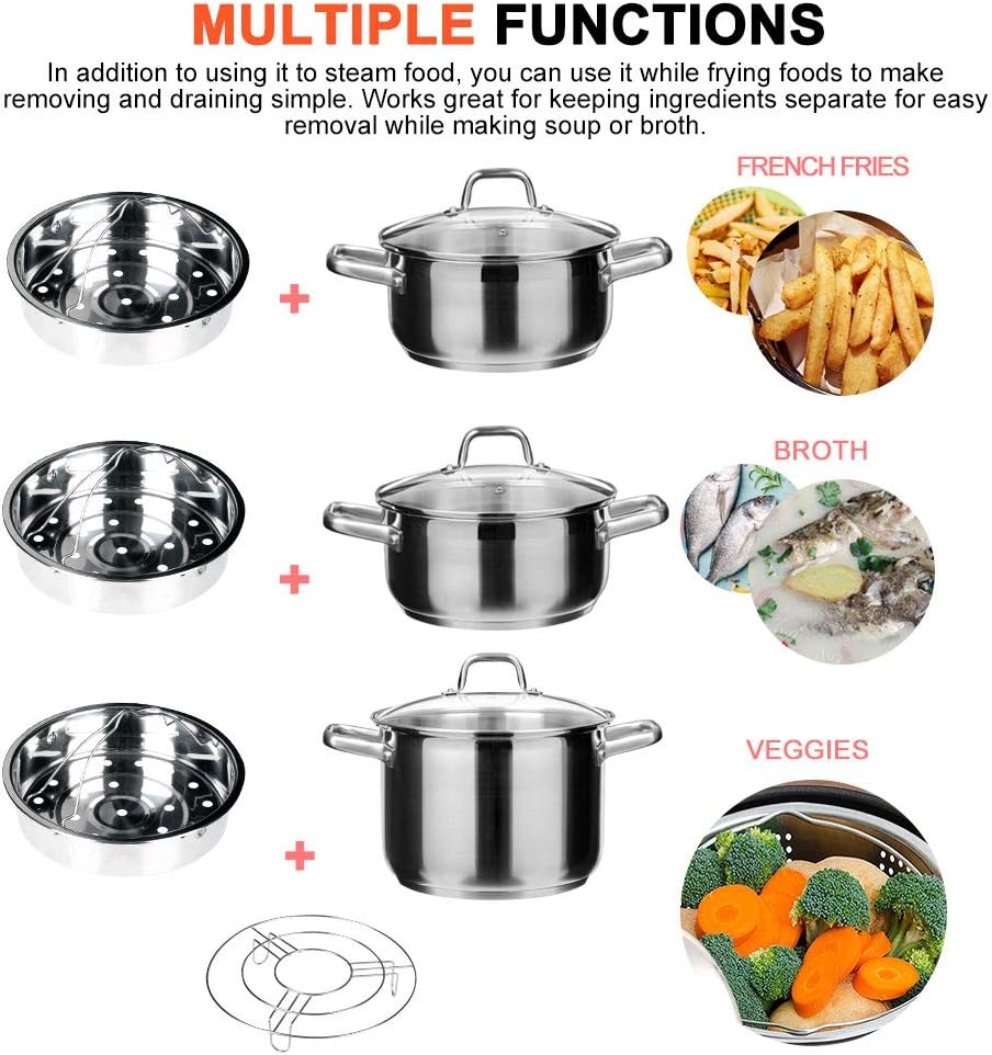 Stainless Steel 6-quart Electric Pressure Cooker Steam Rack Steamer Basket Insert Set L73054