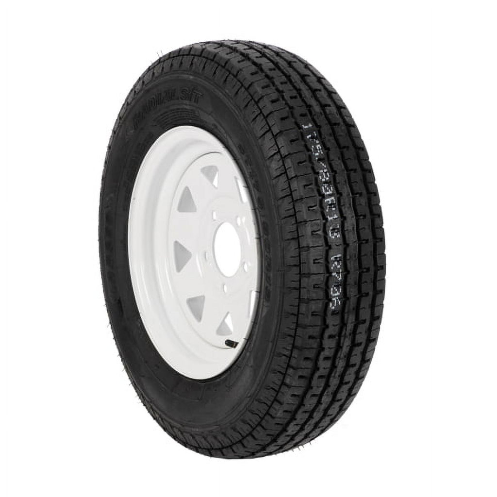2-Pk Trailer Tire & Rim ST175/80R13 13" Load C 5 Lug White Spoke E17308
