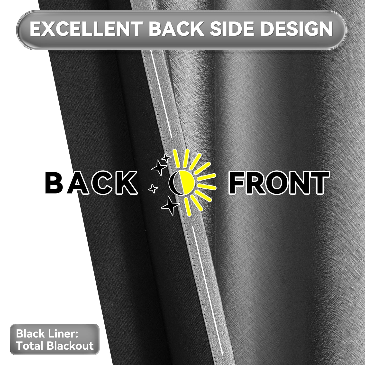 Gray 52x84 inch 100% Blackout Curtain Single Panel C6821