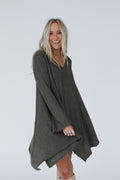The Nest Golden Hour Long Bell Sleeve Tunic Dress - Olive