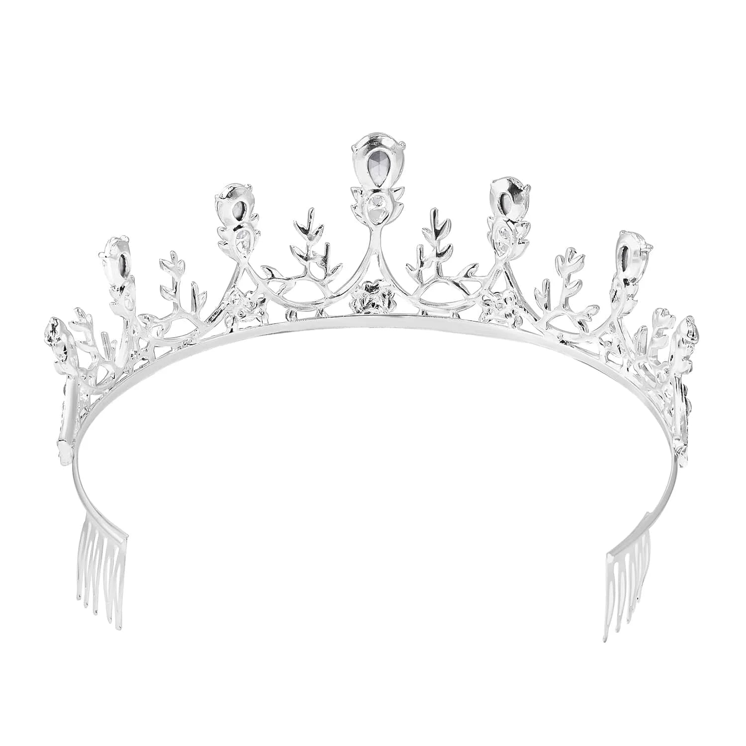 White Glass Crystal Crown Tiara Rhinestone Fashion Jewelry N719