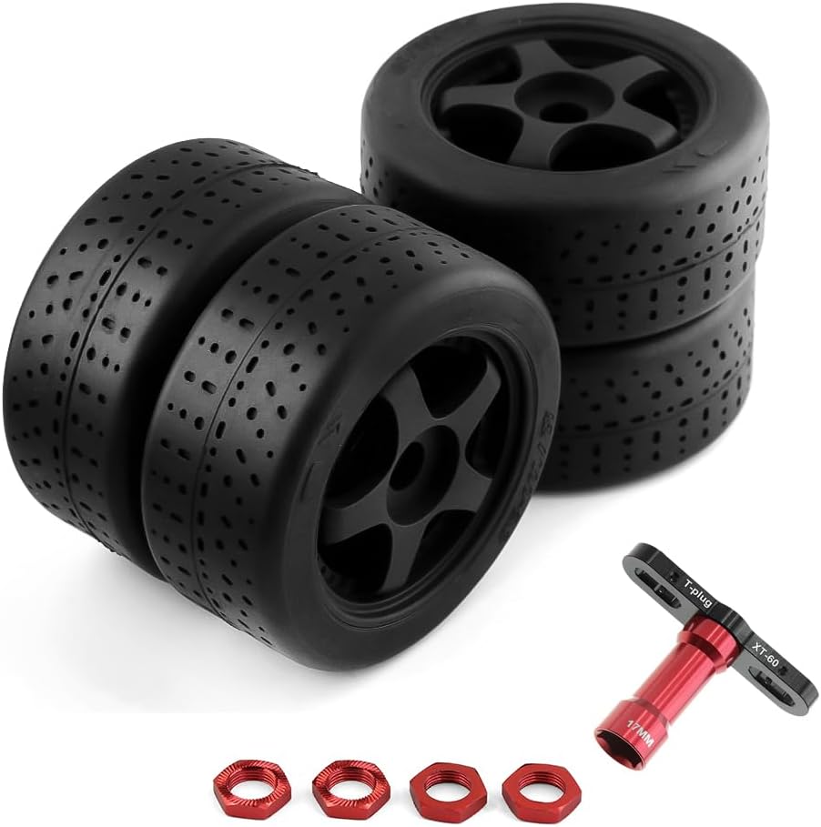 4pcs Pre-Glued RC Tire Sets with 17mm Hex Sleeve Y45249