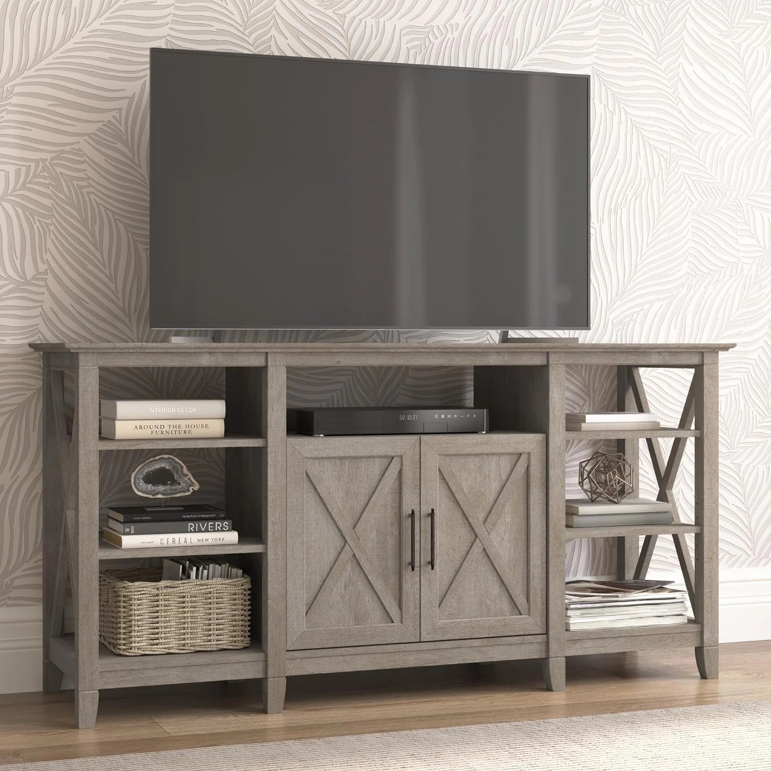 Washed Gray TV Stand with Storage L9774