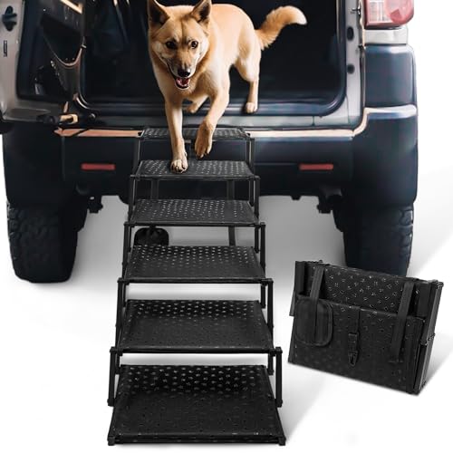 Foldable Dog Stairs with Non Slip Surface, 6 Steps V1528
