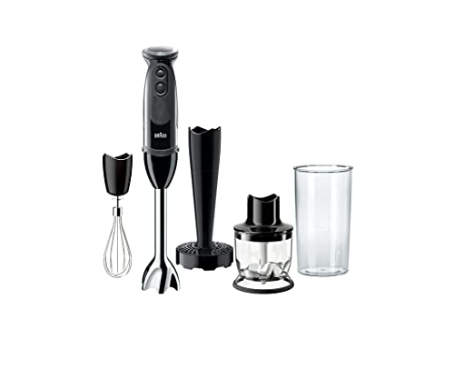 Black Hand Blender with Blending Shaft, Chopper, Masher, Whisk, Beaker T770406