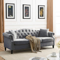 Grey Velvet 3 Seater Chesterfield Sofa N24926