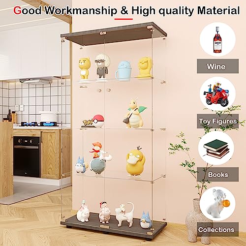 White Glass Display Cabinet with 4 Shelves and Lock, 16.7" W x 14.3" D x 64.7" H X5693