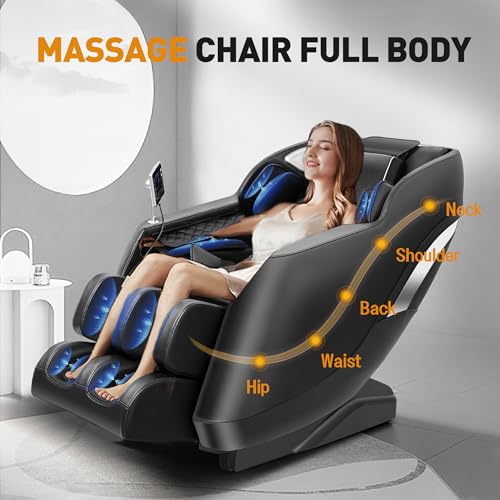 Black Full Body Massage Chair with Zero Gravity, Airbags, Rollers, Bluetooth, Heater Q4132