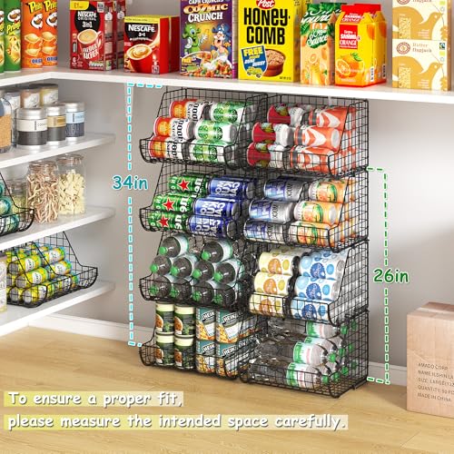 4-Tier Stackable Soda Can Organizer with 4 Adjustable Dividers O190637
