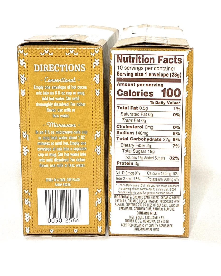 Organic Hot Cocoa Mix 10 Oz Box - 10 Envelopes per Box (Pack of 2) Y212